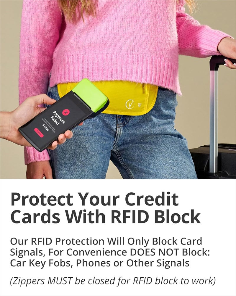 Vantamo Money Belt with RFID For Men & Women, Hidden Passport Holder for Travel, 2 Compartment Travel Fanny Pack for Women Anti Theft - Image 3